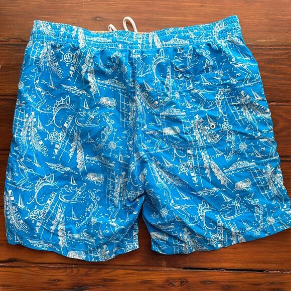 Bonobos lined elastic waist pull on drawstring lined nautical print swim trunks - Picture 6 of 6
